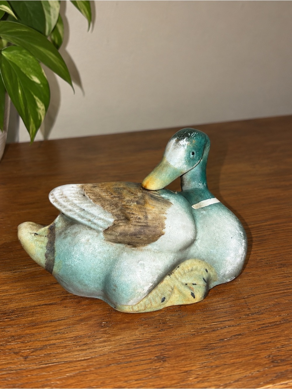 Vintage Mallard Duck Ceramic Hand Painted Figurine